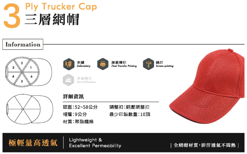三層網帽